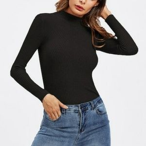 Midnight Black Mock Turtleneck Top